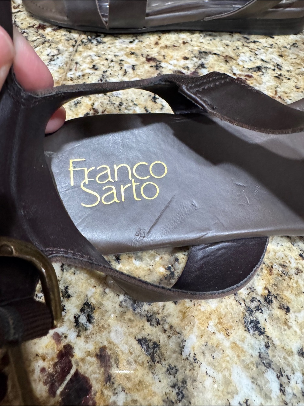 FRANCO SARTO | Leather Slide Sandals - dark brown size 10M strappy casual - Picture 6 of 8